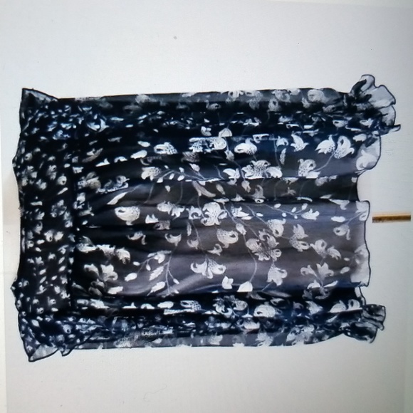 SEXY SHEER GAUZY RUFFLED FLORAL XL 44 BUST Lucky Brand Top Blouse - Picture 2 of 13